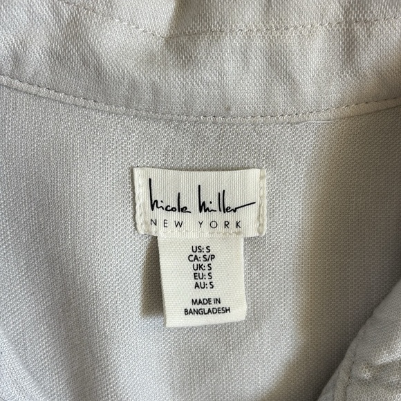 Nicole Miller Linen Lyocell Blend Eggshell Light Jacket Pockets Snaps Small - Picture 8 of 9